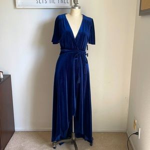 AQUA asymmetric front wrap Velvet dress